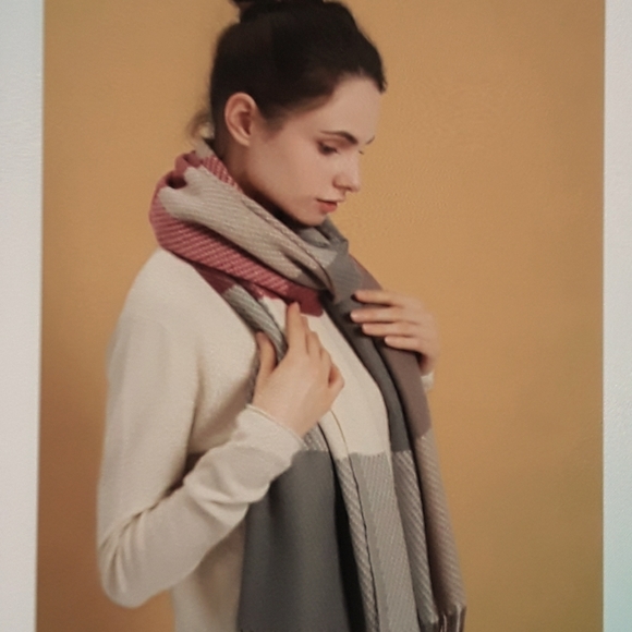 🔥Sale!!!Colorblock Fringe hem scarf - Picture 4 of 4